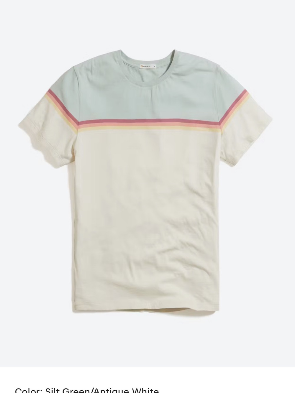 NEW🌅Marine Layer Engineered Stripe Signature Crew  Silt Green/Antique White $48